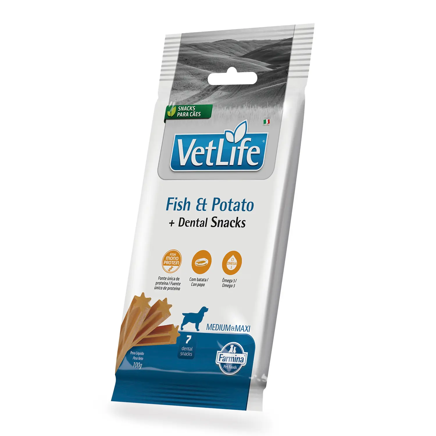 Petisco Dental Vet Life para Cães Médios e Grandes Fish e Potato